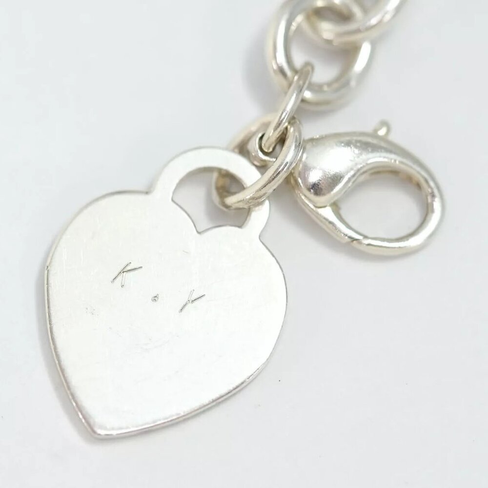 Tiffany & Co. Heart Tag Diamond Chain Bracelet 6.8" Silver 925 Auth w/Box - Picture 5 of 7